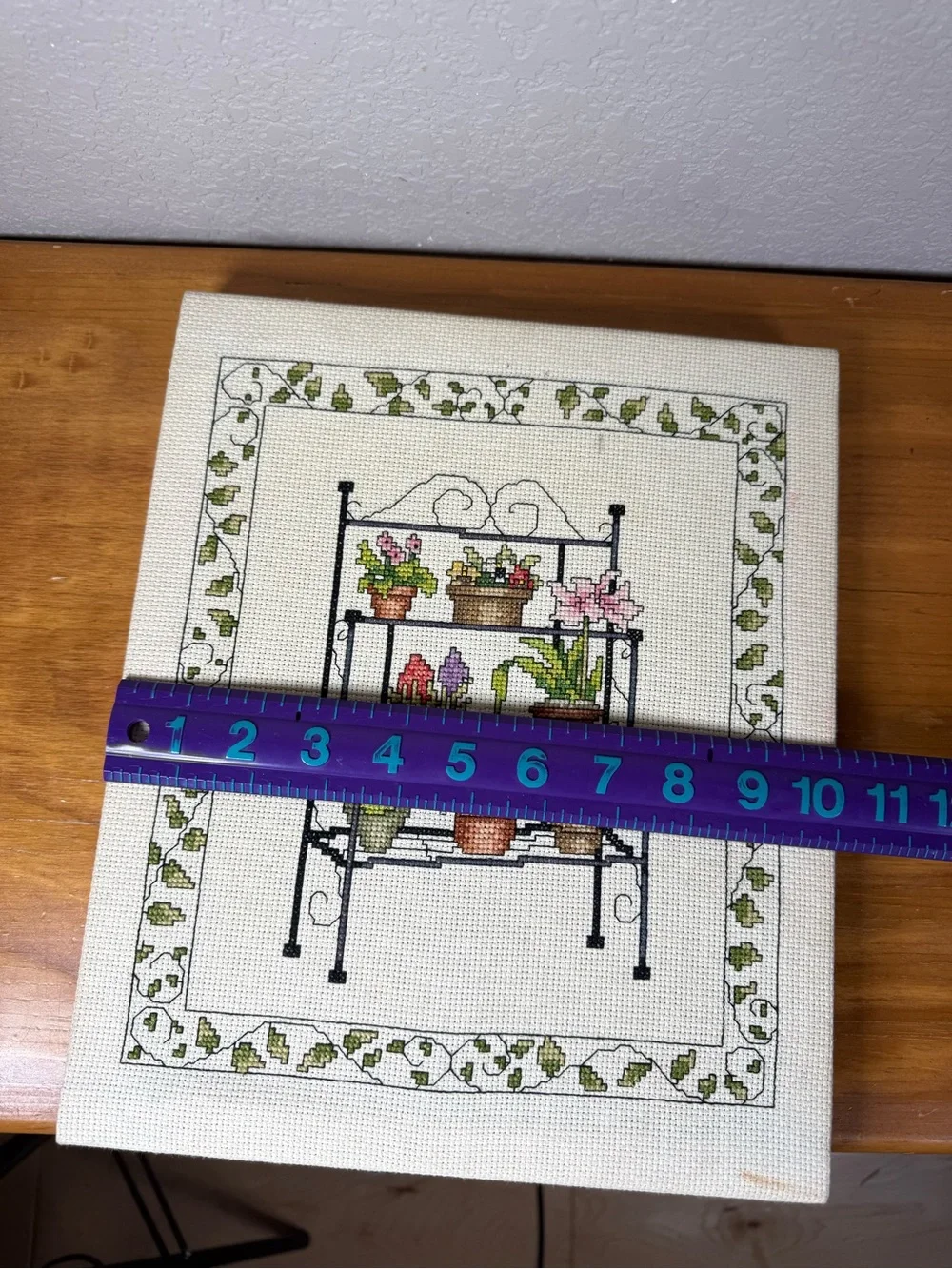Cross Stitch Plant and Baker’s rack Wall Art